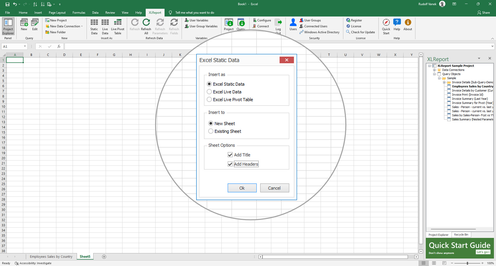 insert real time data into excel